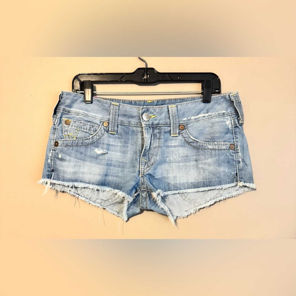 VINTAGE RARE TAG Womens 30 True Religion Brand Jeans Joey CutOff Shortie Shorts